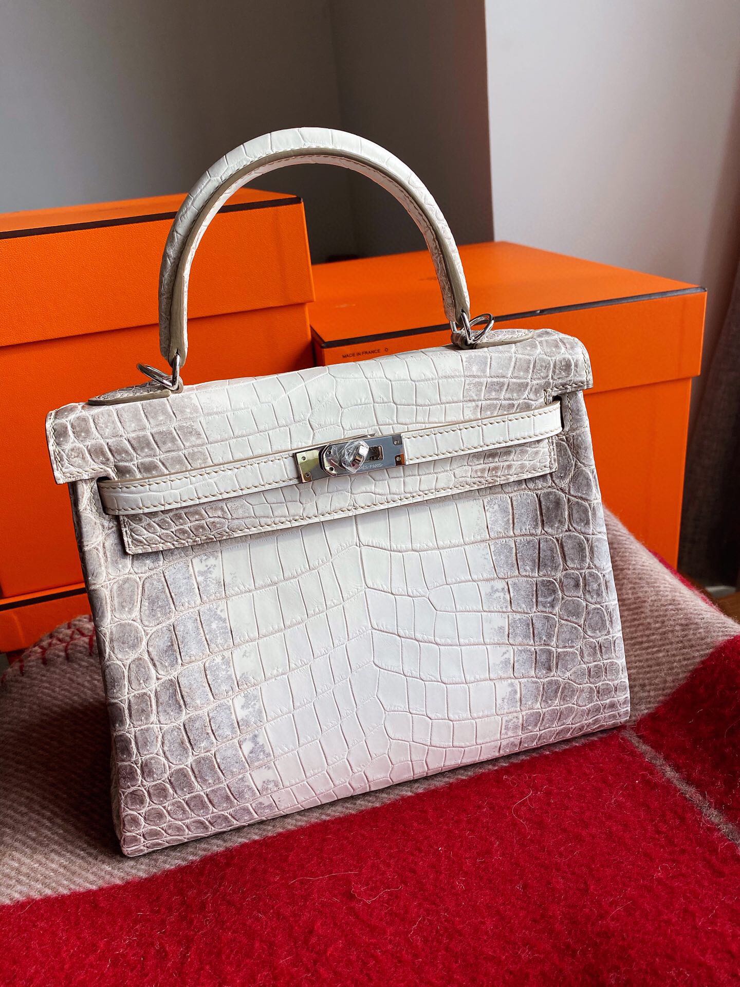 에르메스 켈리백25 히말라야 은장 악어가죽